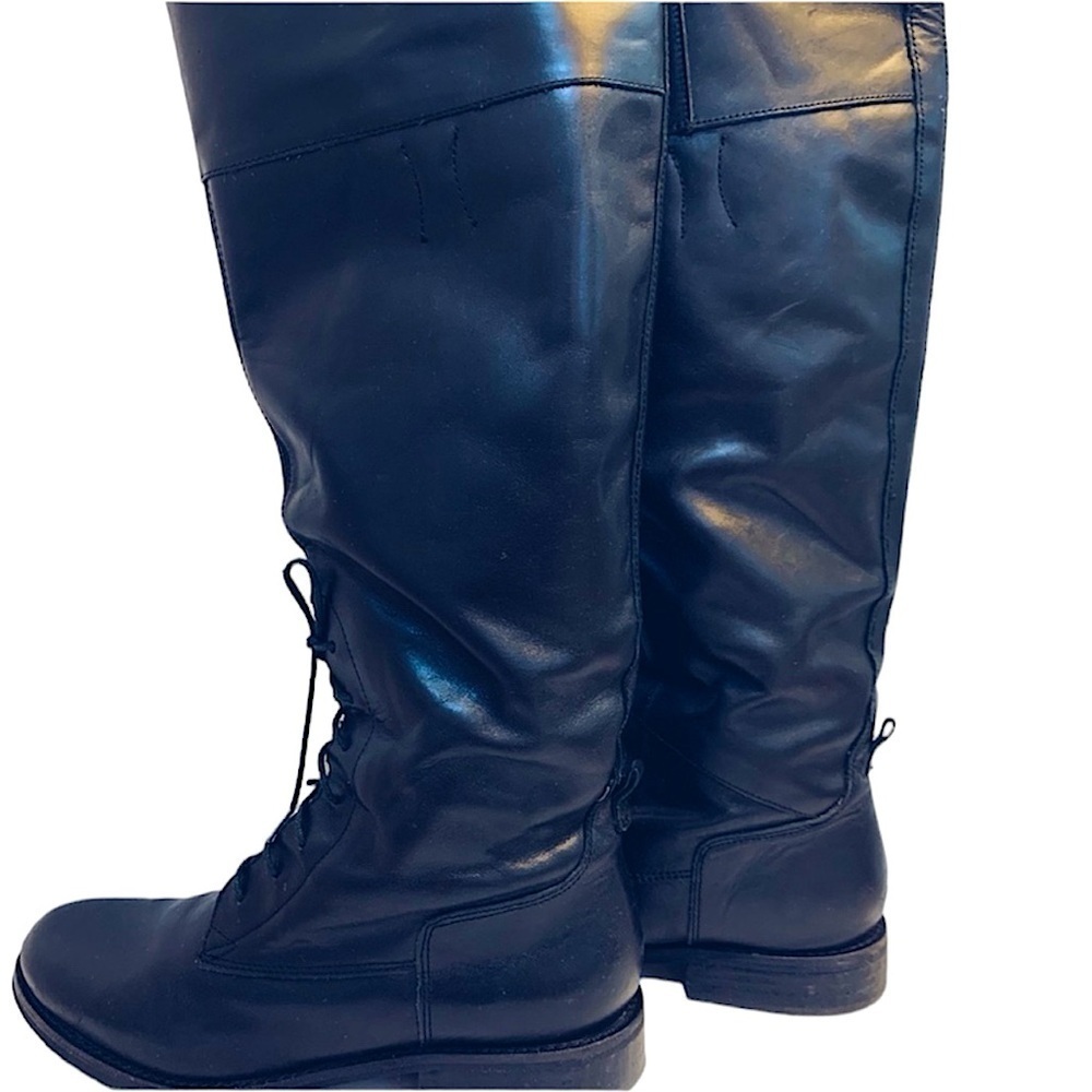 Nicole Black Tall Lace Up Riding Boots, 7M - Picture 6 of 8